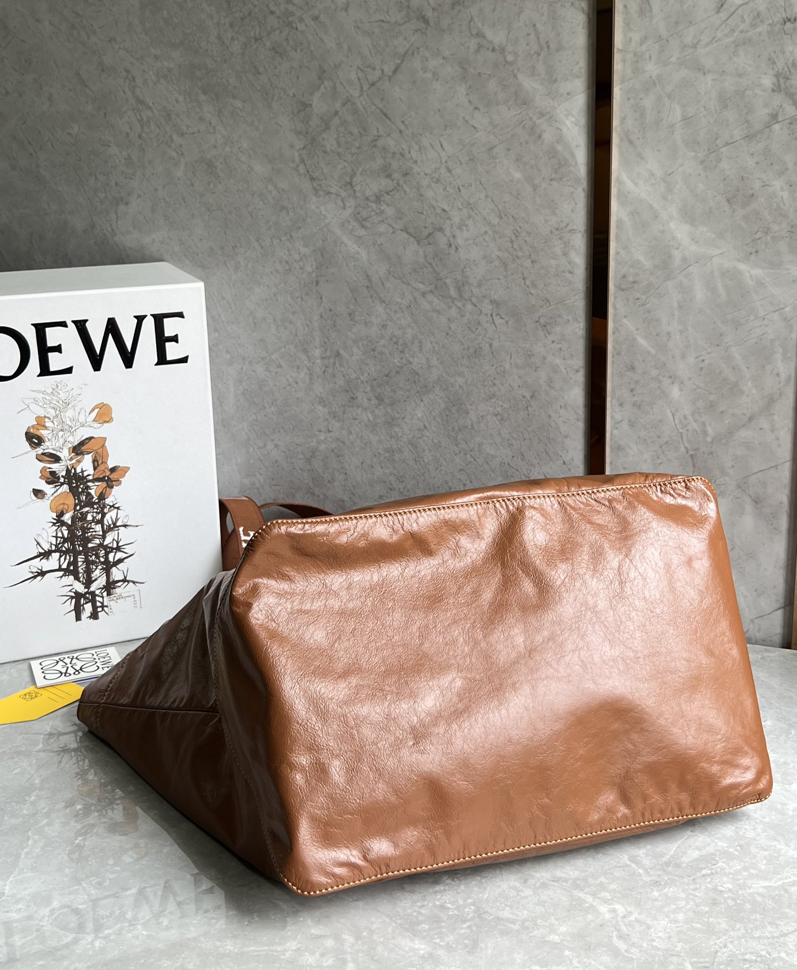 Loewe Fold Shopper in Paper Calfskin Caramel